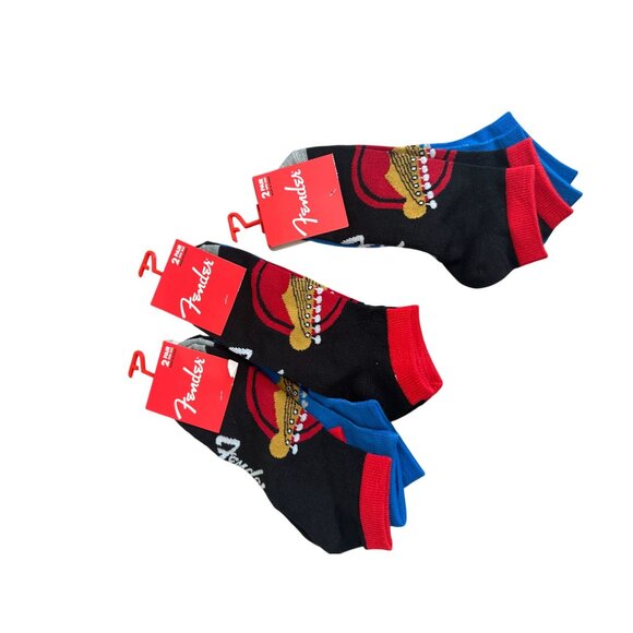 FENDER Men's Set of Two Pairs Guitar Ankle Socks Size 7-12 NEW NWT - Picture 2 of 5